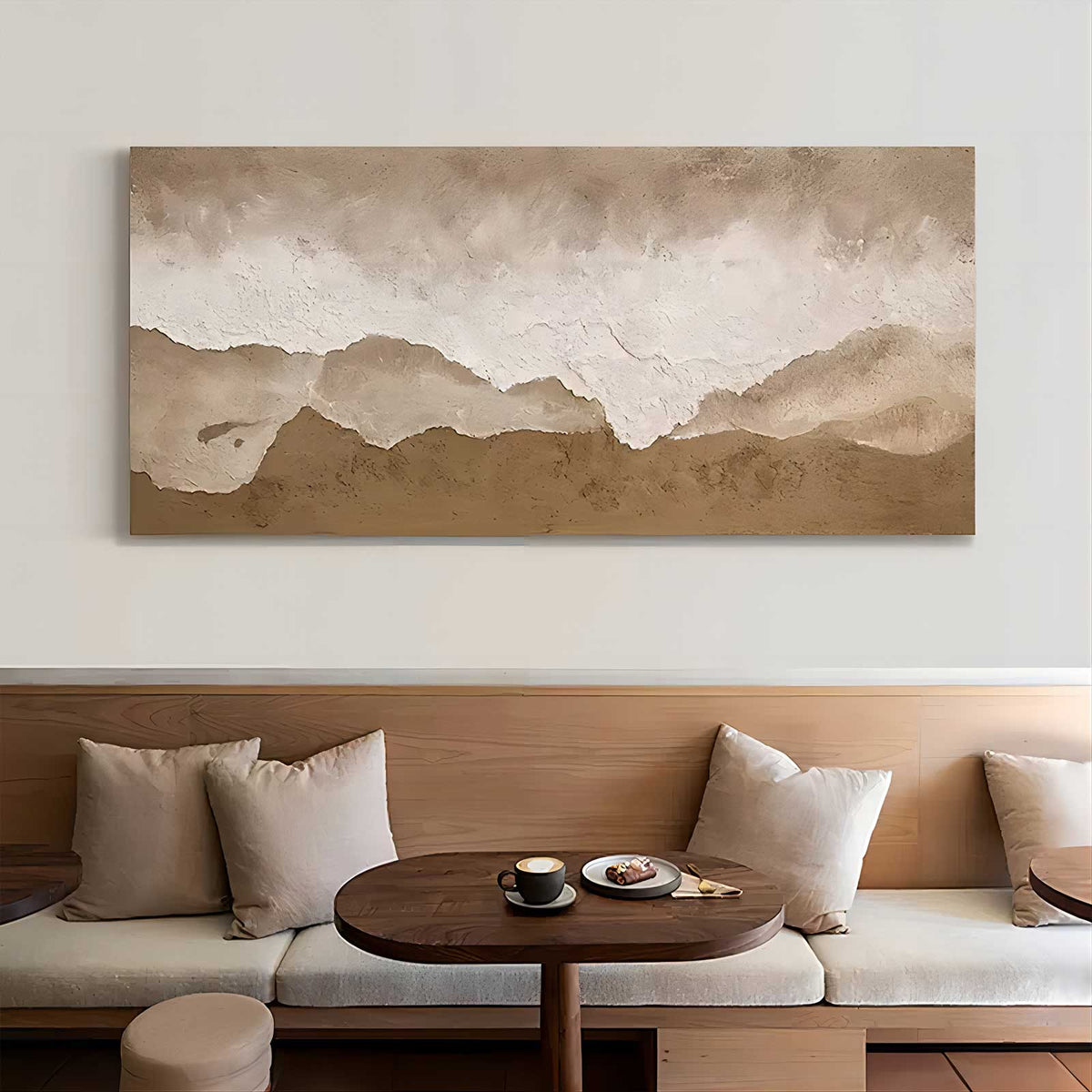 Minimalist 3D Textured Landscape Painting Warm Neutral