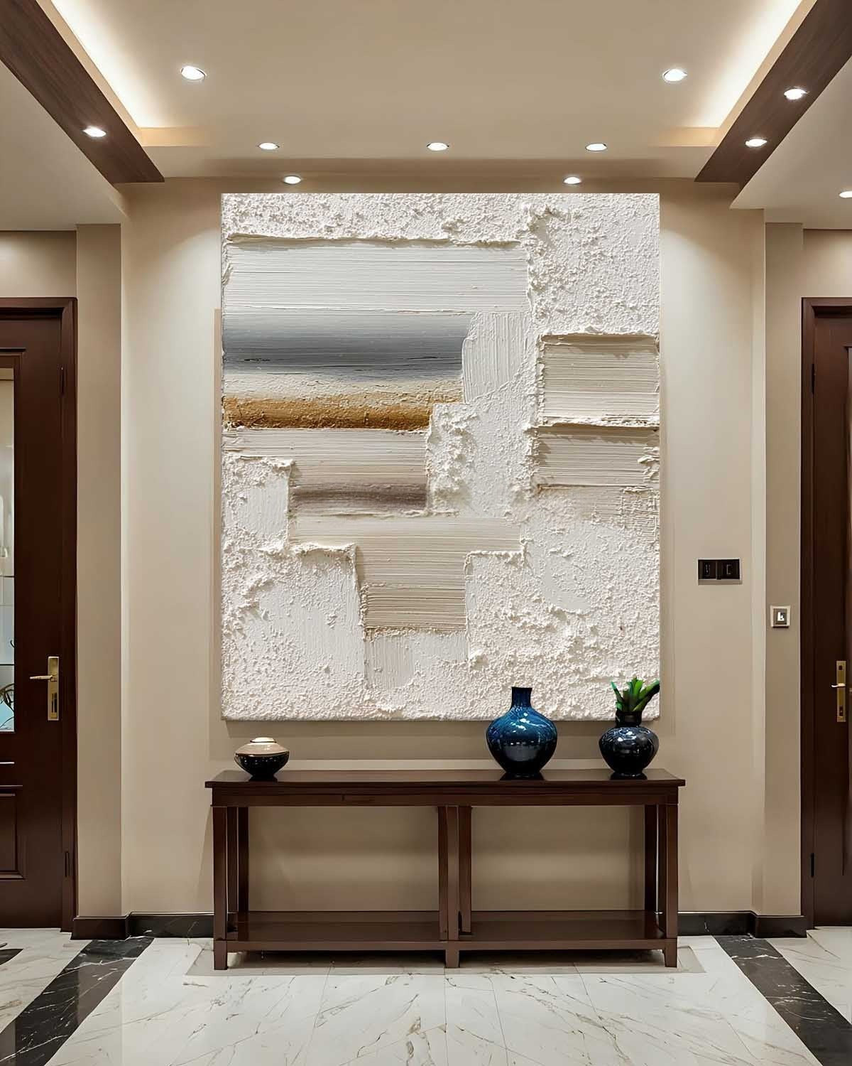 Wall Art Vertical Textured Abstract Geometric Scene Serene