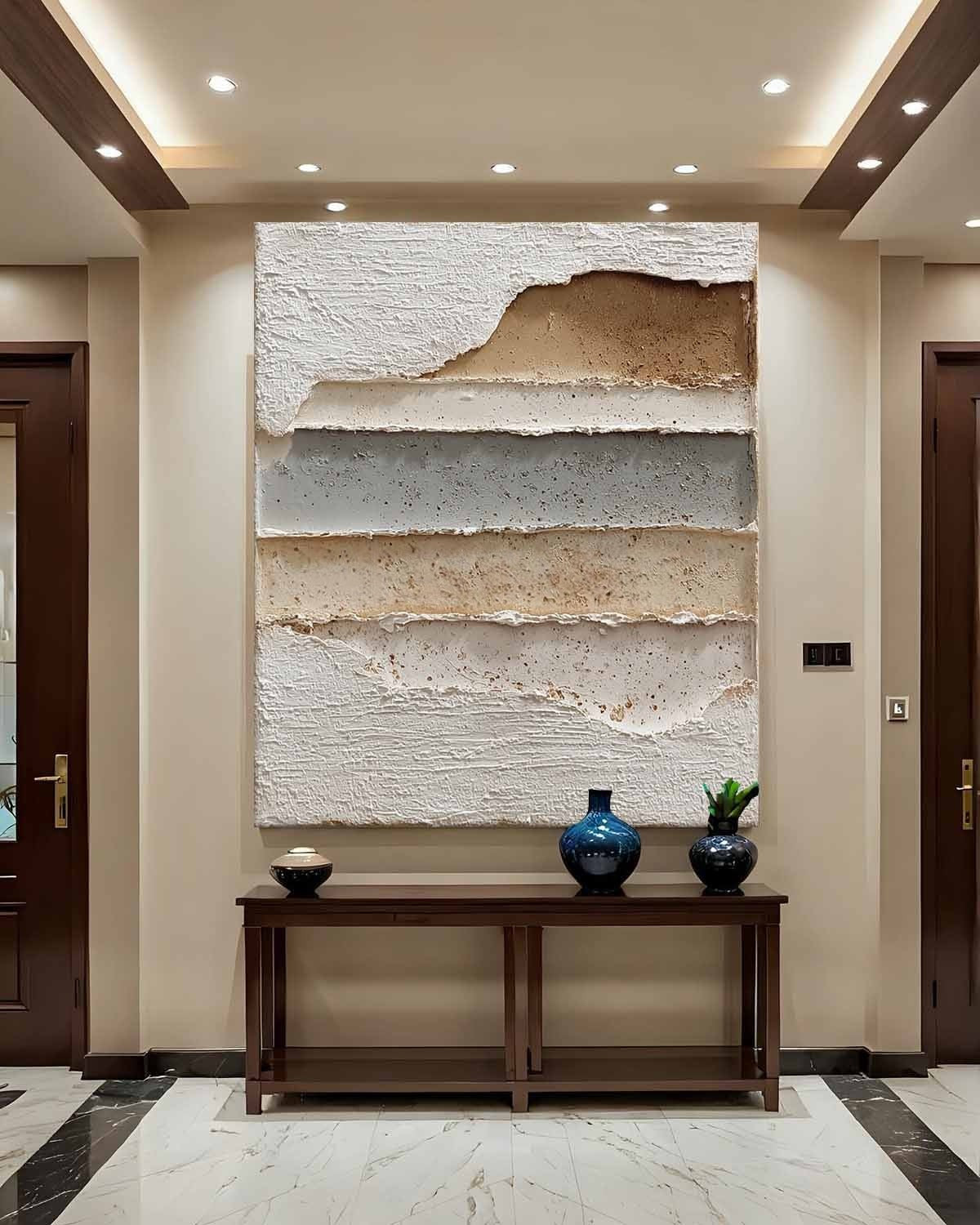 Wall Art Vertical Textured Abstract Layered Scene Muted