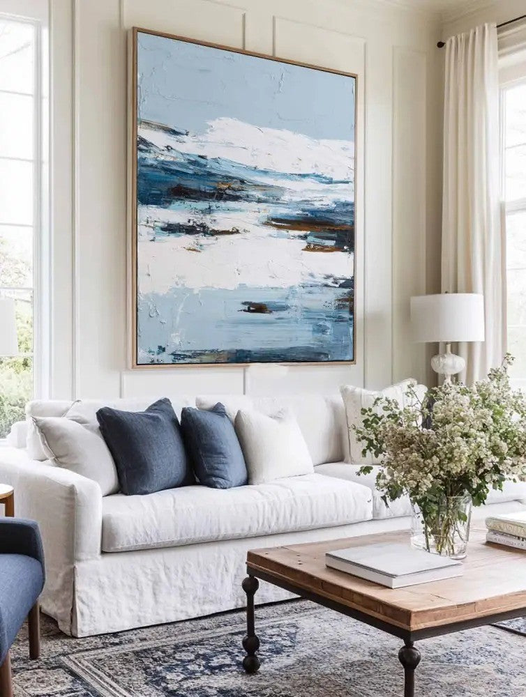 Textured Winter Seascape Oil Painting