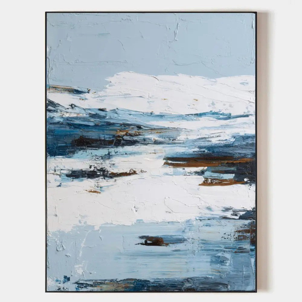 Textured Winter Seascape Oil Painting
