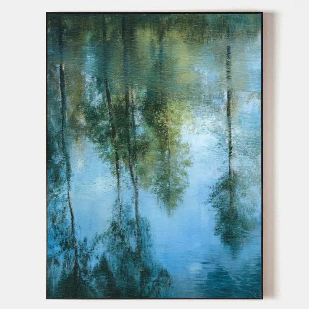 Tranquil Forest Reflection Oil Painting