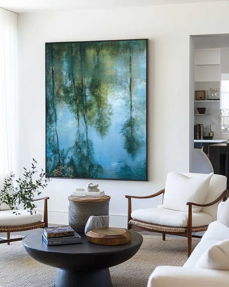 Tranquil Forest Reflection Oil Painting