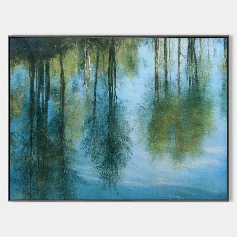 Tranquil Forest Reflection Oil Painting