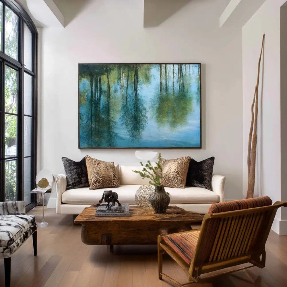 Tranquil Forest Reflection Oil Painting