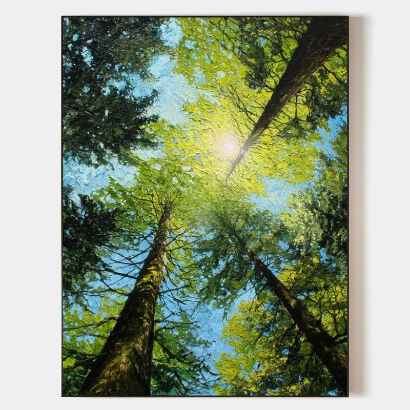 Green Forest Canopy Sunlight Nature Painting