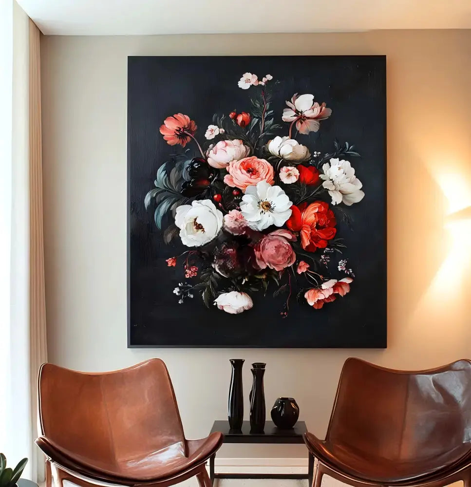 Baroque Peony Bouquet Oil Painting