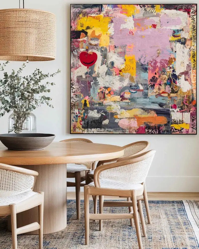 Vibrant Abstract Expressionist Painting Red Heart