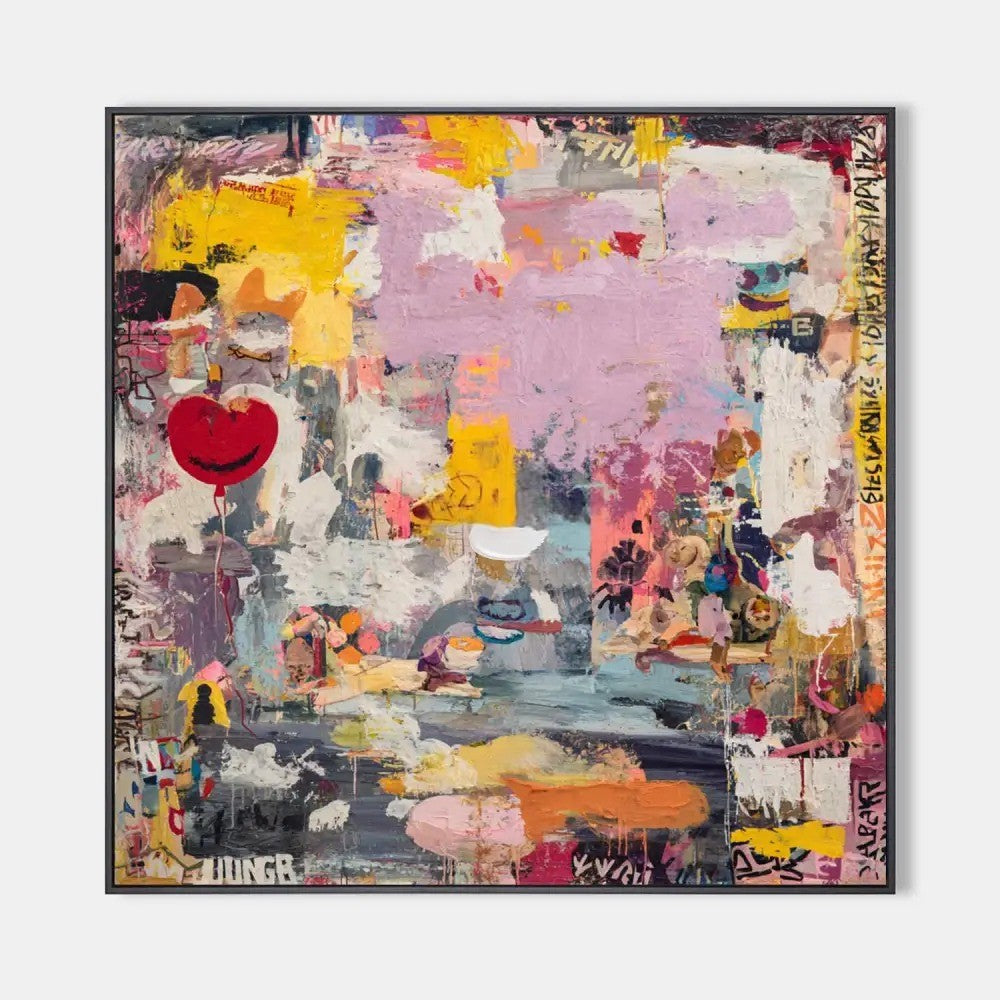 Vibrant Abstract Expressionist Painting Red Heart