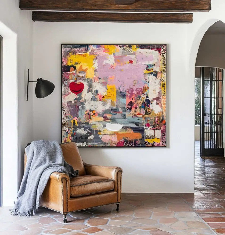 Vibrant Abstract Expressionist Painting Red Heart