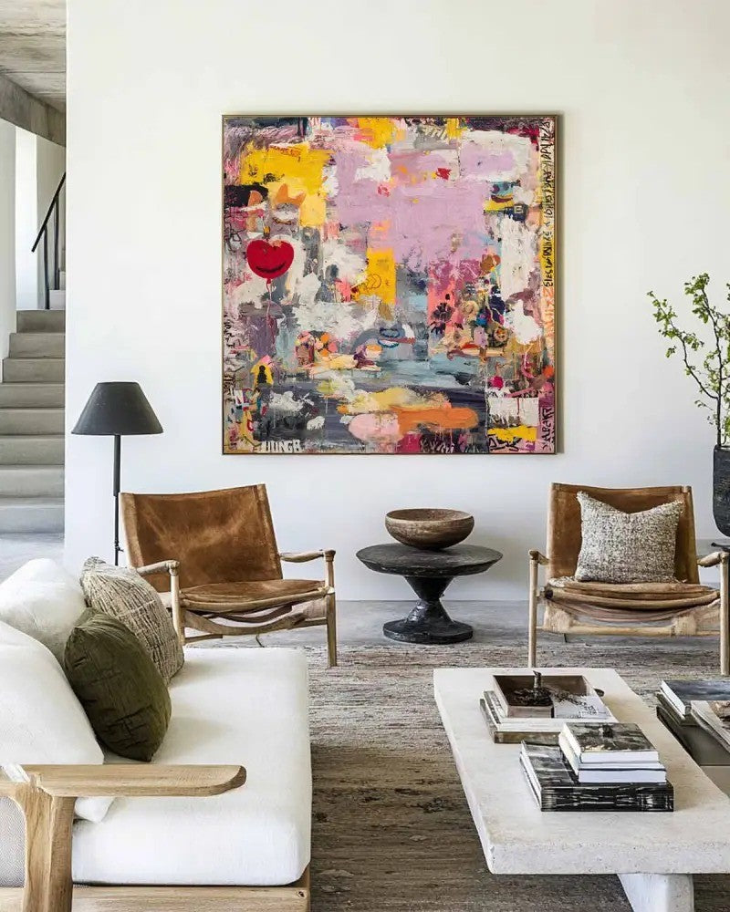 Vibrant Abstract Expressionist Painting Red Heart