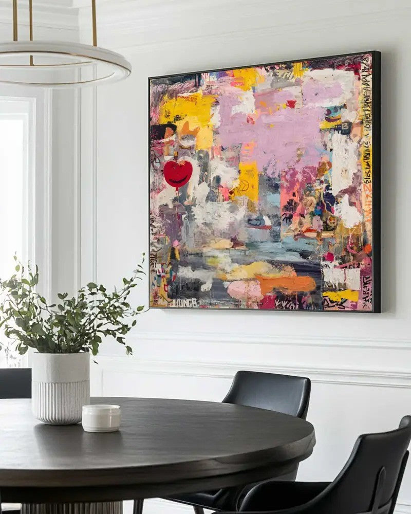 Vibrant Abstract Expressionist Painting Red Heart