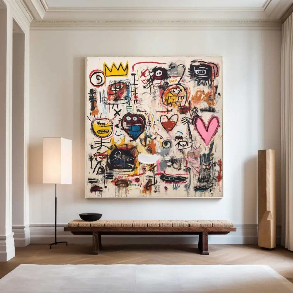 Neo-Expressionist Graffiti Art with Hearts