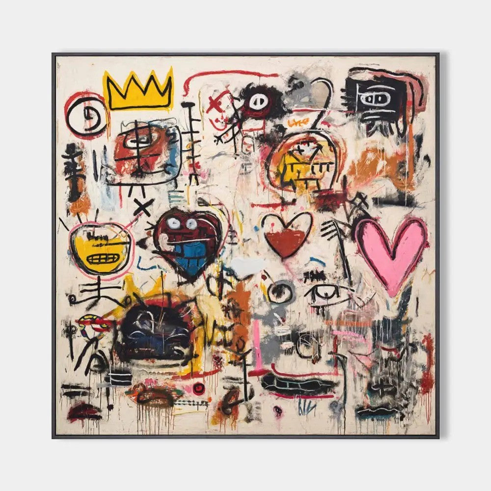 Neo-Expressionist Graffiti Art with Hearts