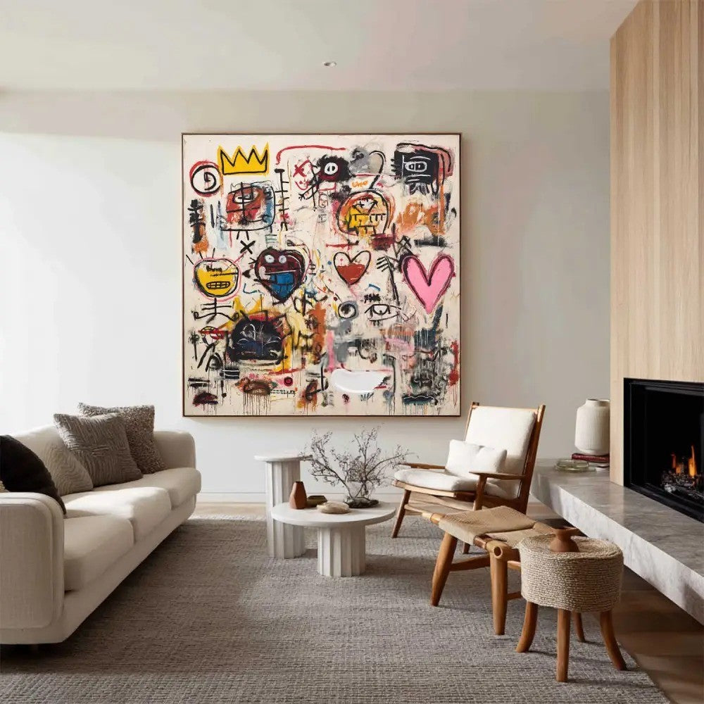 Neo-Expressionist Graffiti Art with Hearts