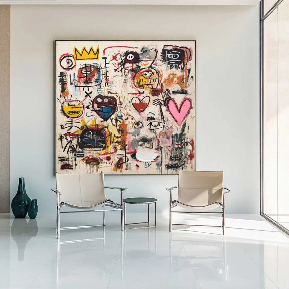 Neo-Expressionist Graffiti Art with Hearts