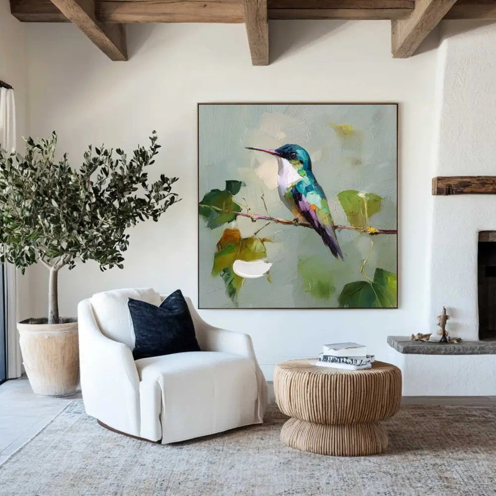 Impressionist Hummingbird Painting Textured Bird