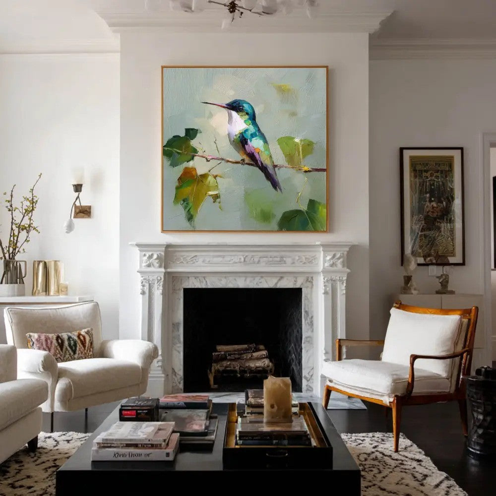 Impressionist Hummingbird Painting Textured Bird
