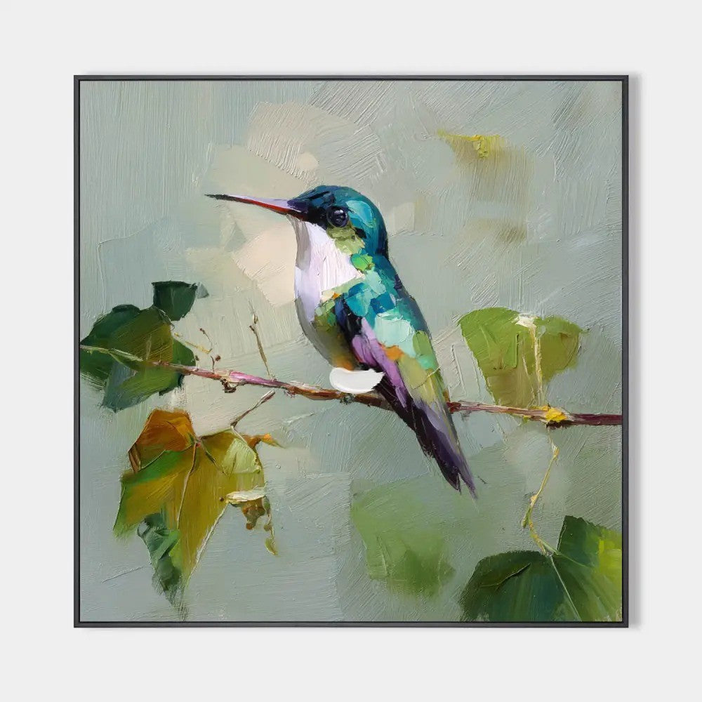Impressionist Hummingbird Painting Textured Bird