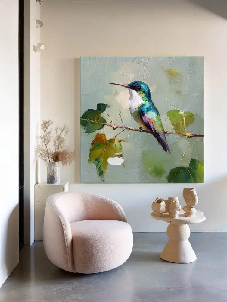 Impressionist Hummingbird Painting Textured Bird