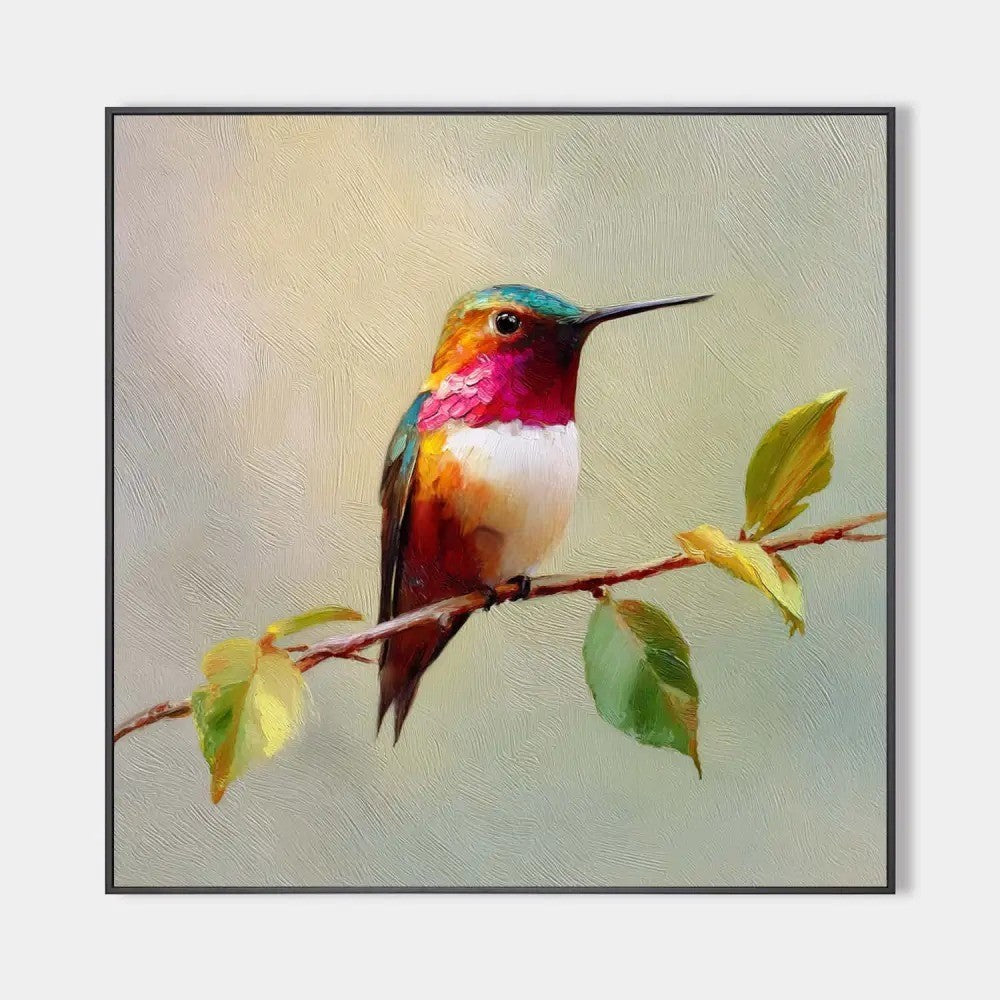 Vibrant Hummingbird Painting Impressionist Bird
