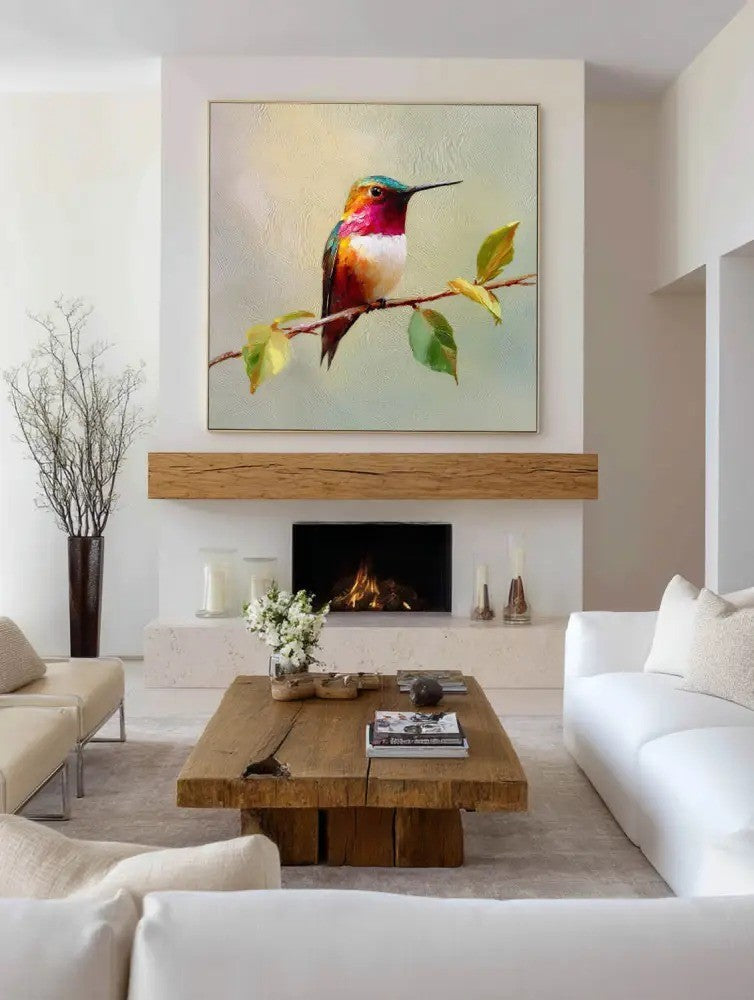 Vibrant Hummingbird Painting Impressionist Bird