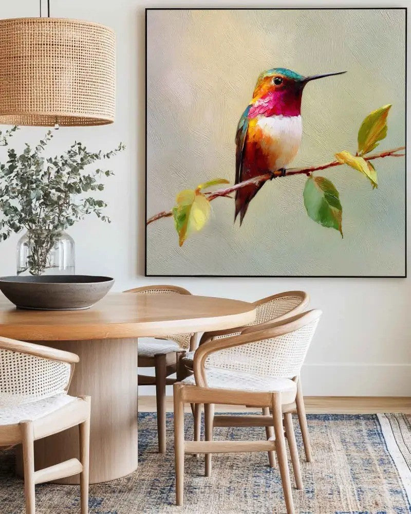 Vibrant Hummingbird Painting Impressionist Bird