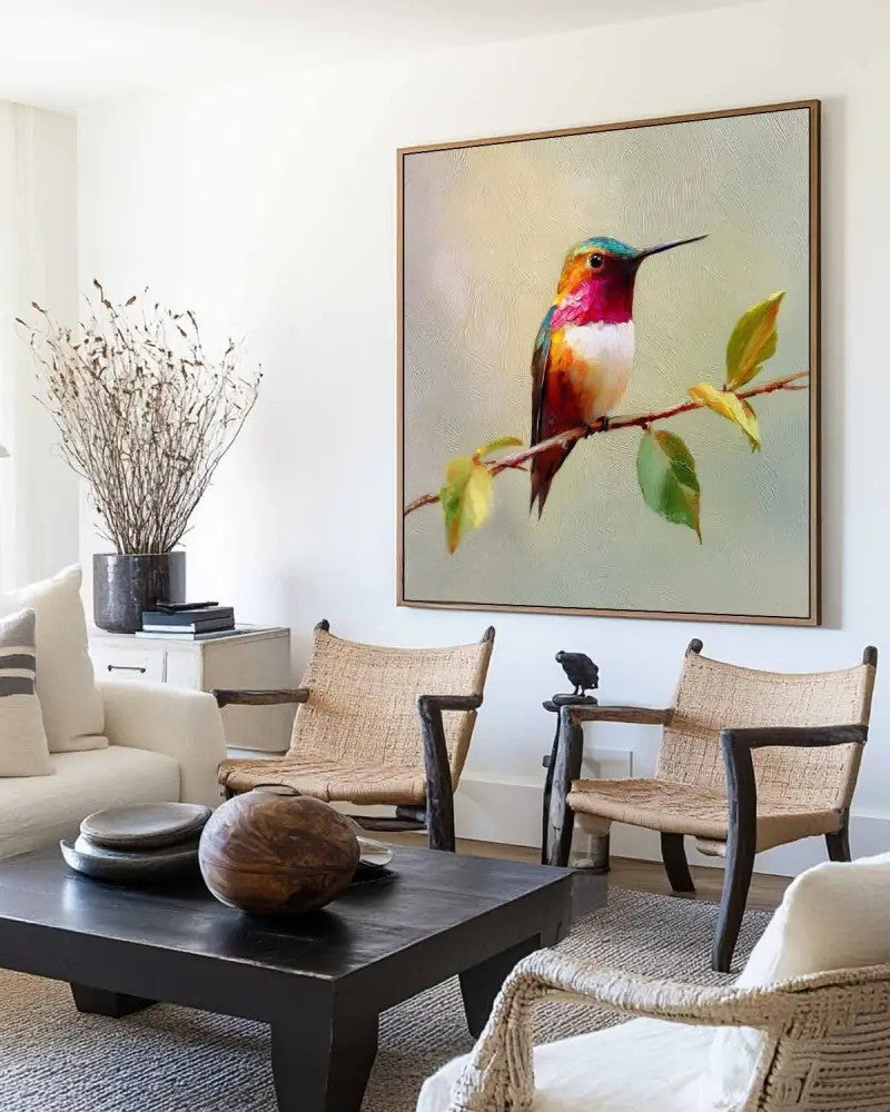 Vibrant Hummingbird Painting Impressionist Bird