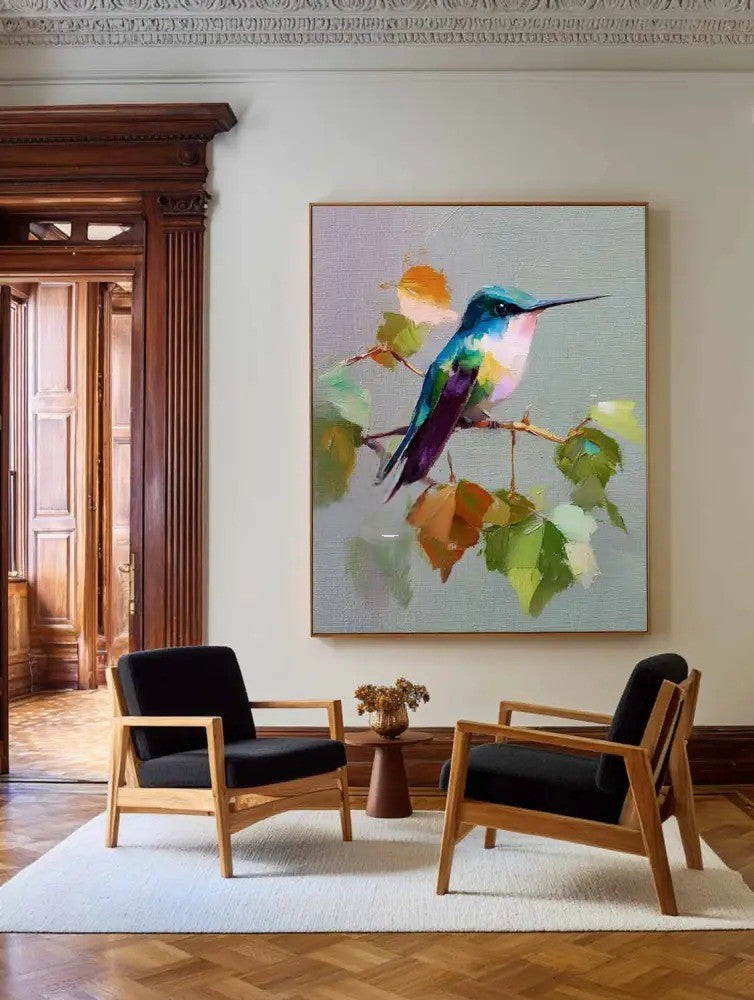 Impressionist Hummingbird Painting Vibrant Bird