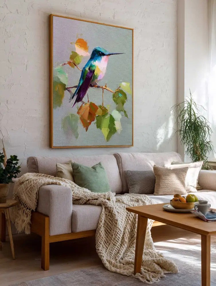 Impressionist Hummingbird Painting Vibrant Bird