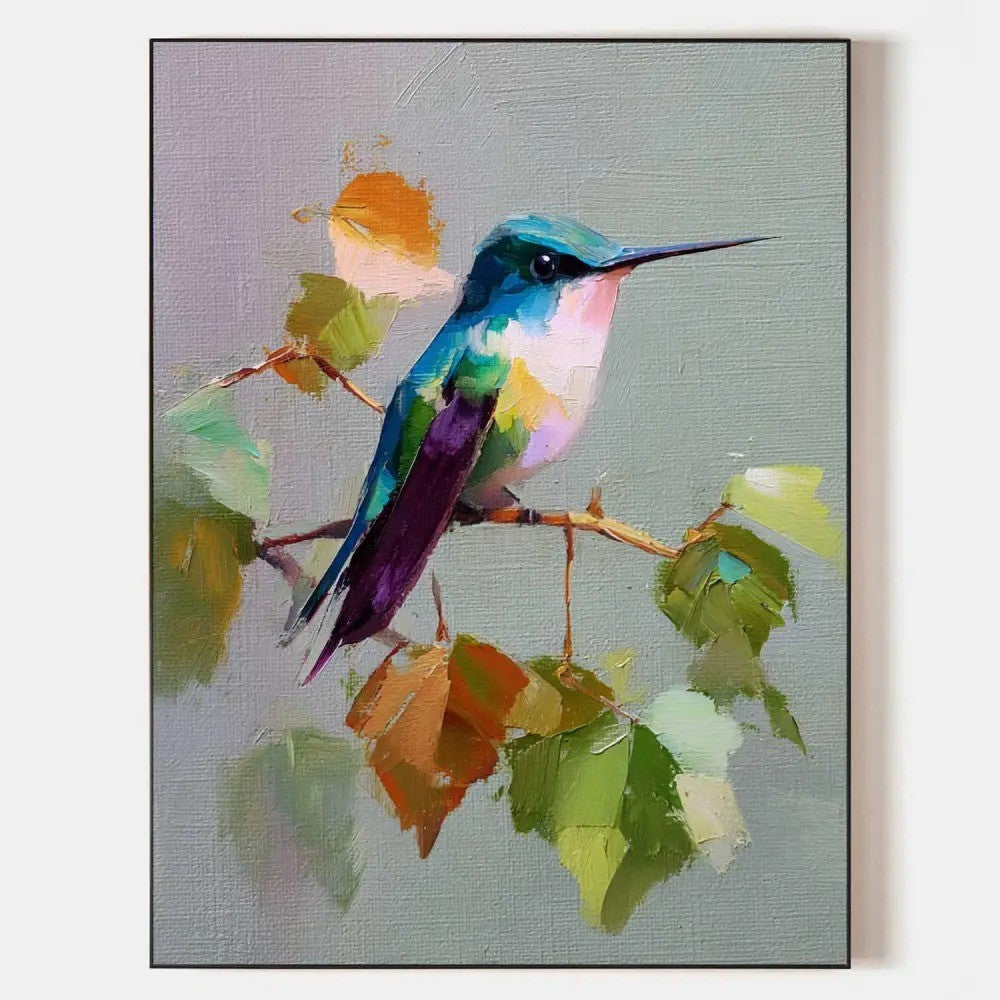 Impressionist Hummingbird Painting Vibrant Bird