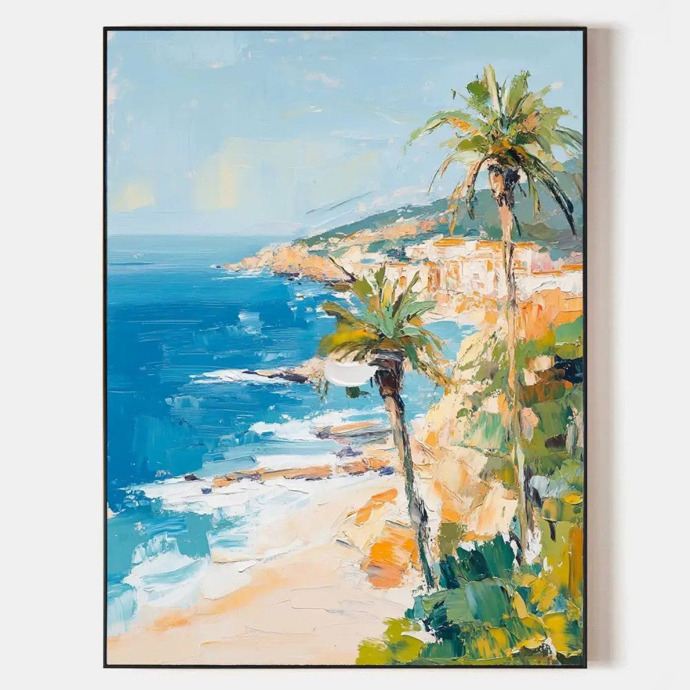 Coastal Palms Ocean Seascape Oil Painting