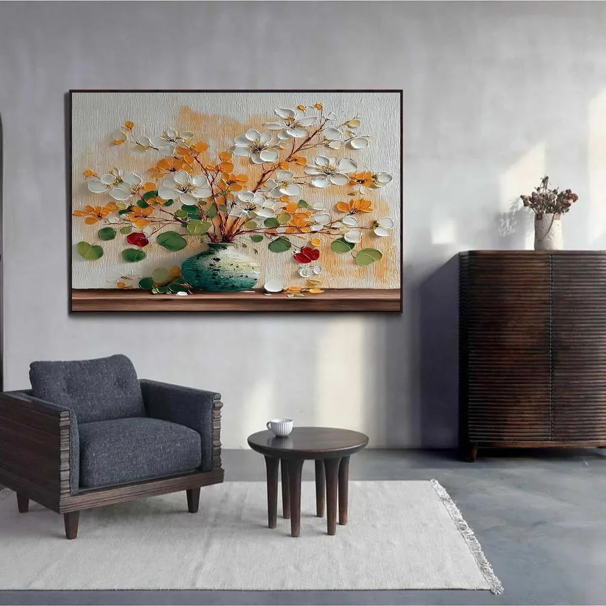 Autumn Floral Bouquet Impasto Painting