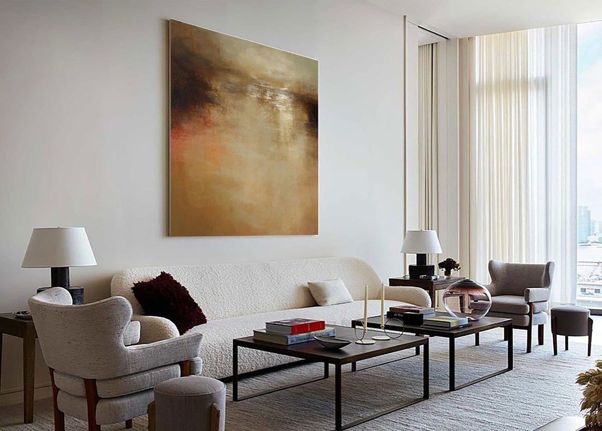 Neutral Warm Abstract Landscape Oil Painting