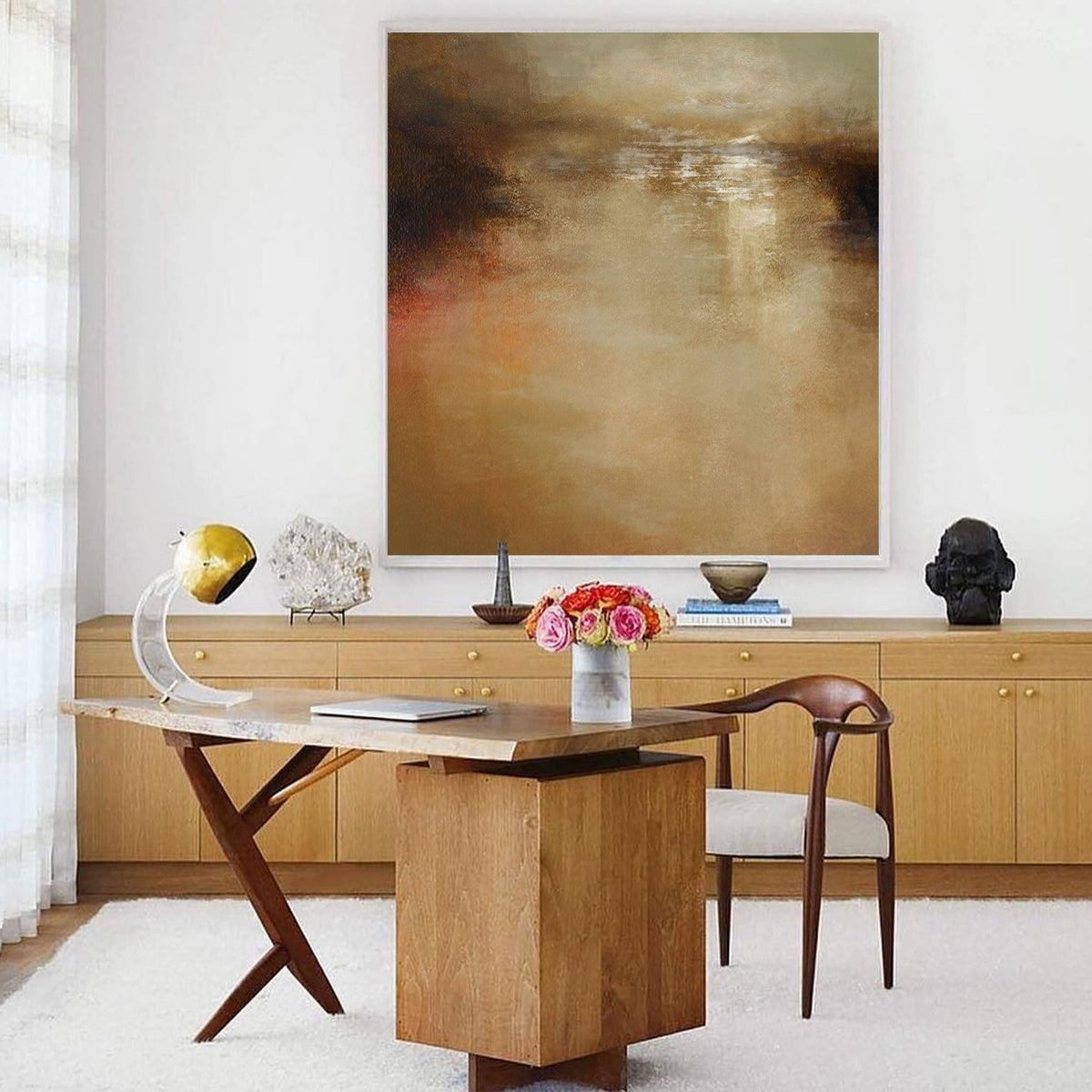 Neutral Warm Abstract Landscape Oil Painting
