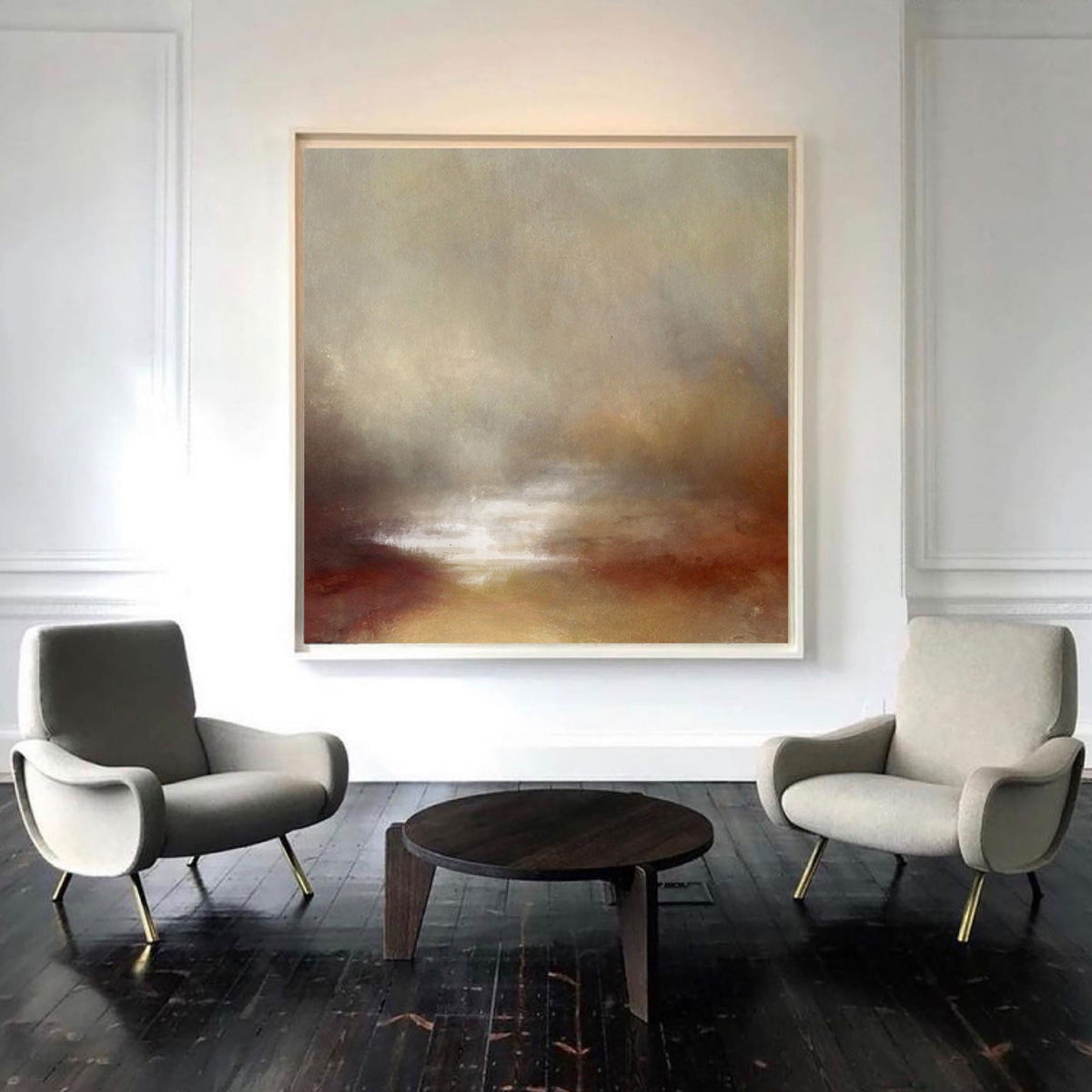 Wabi-Sabi Neutral Landscape Abstract Oil Painting