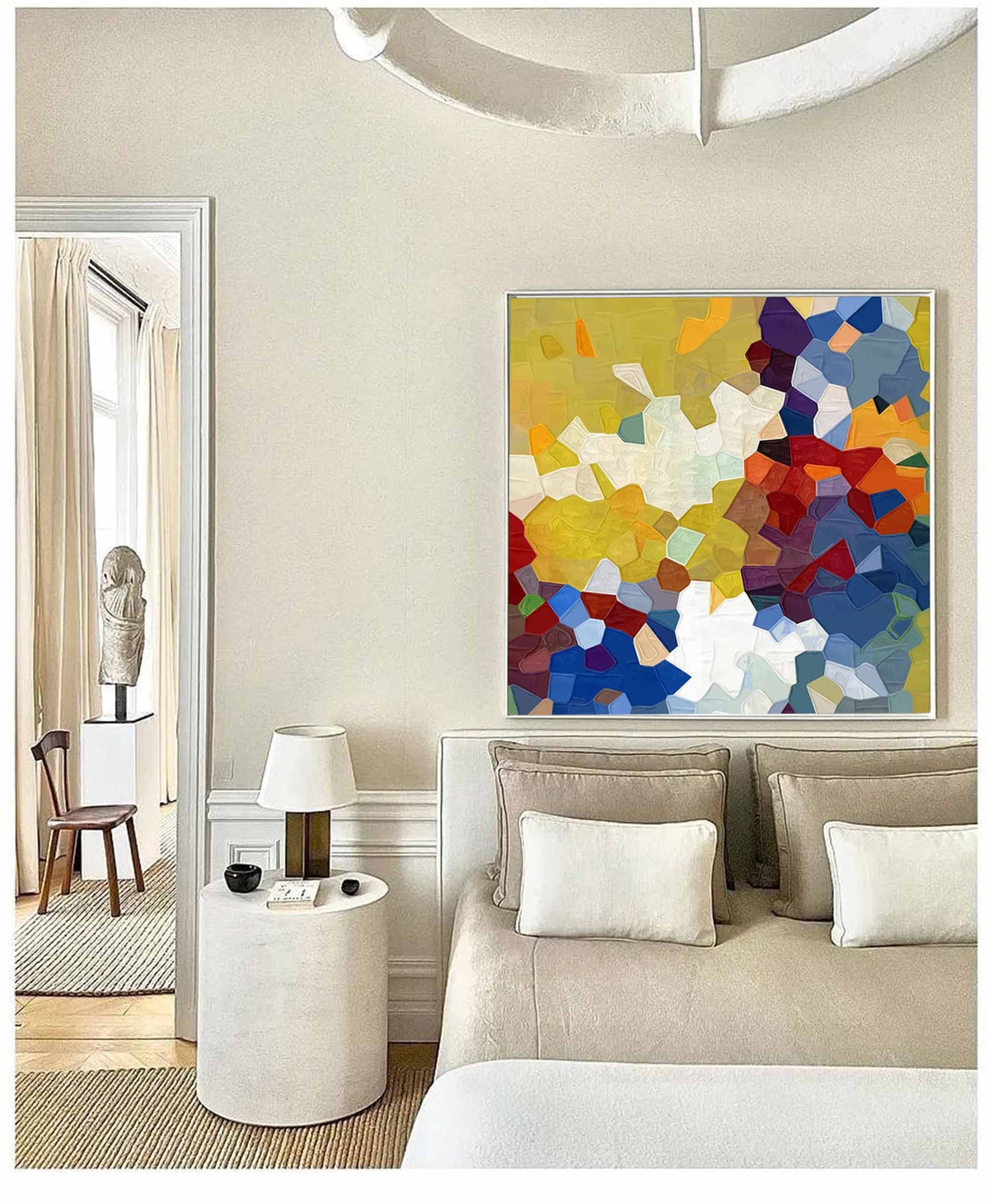 Mosaic-Style Painting Vibrant Color Blocks