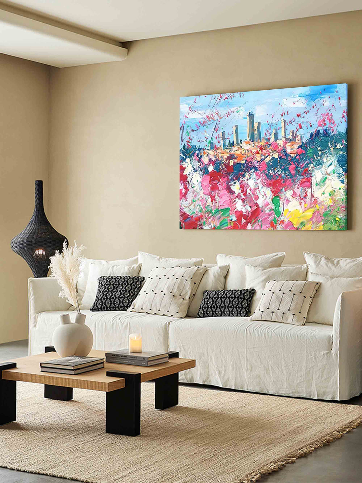 Floral Impressionist Cityscape Oil Painting