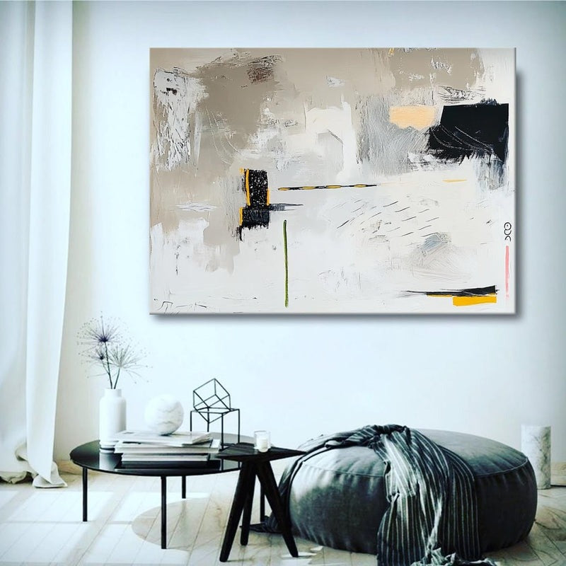 Wall Art Modern Geometric Abstract Black Yellow