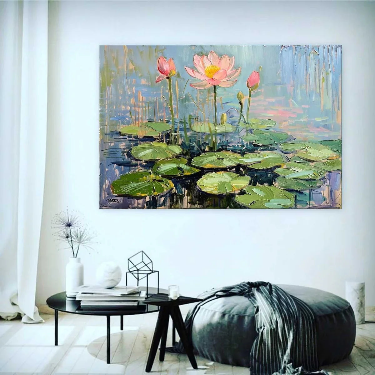 Wall Art Horizontal Blooming Lotus Pond