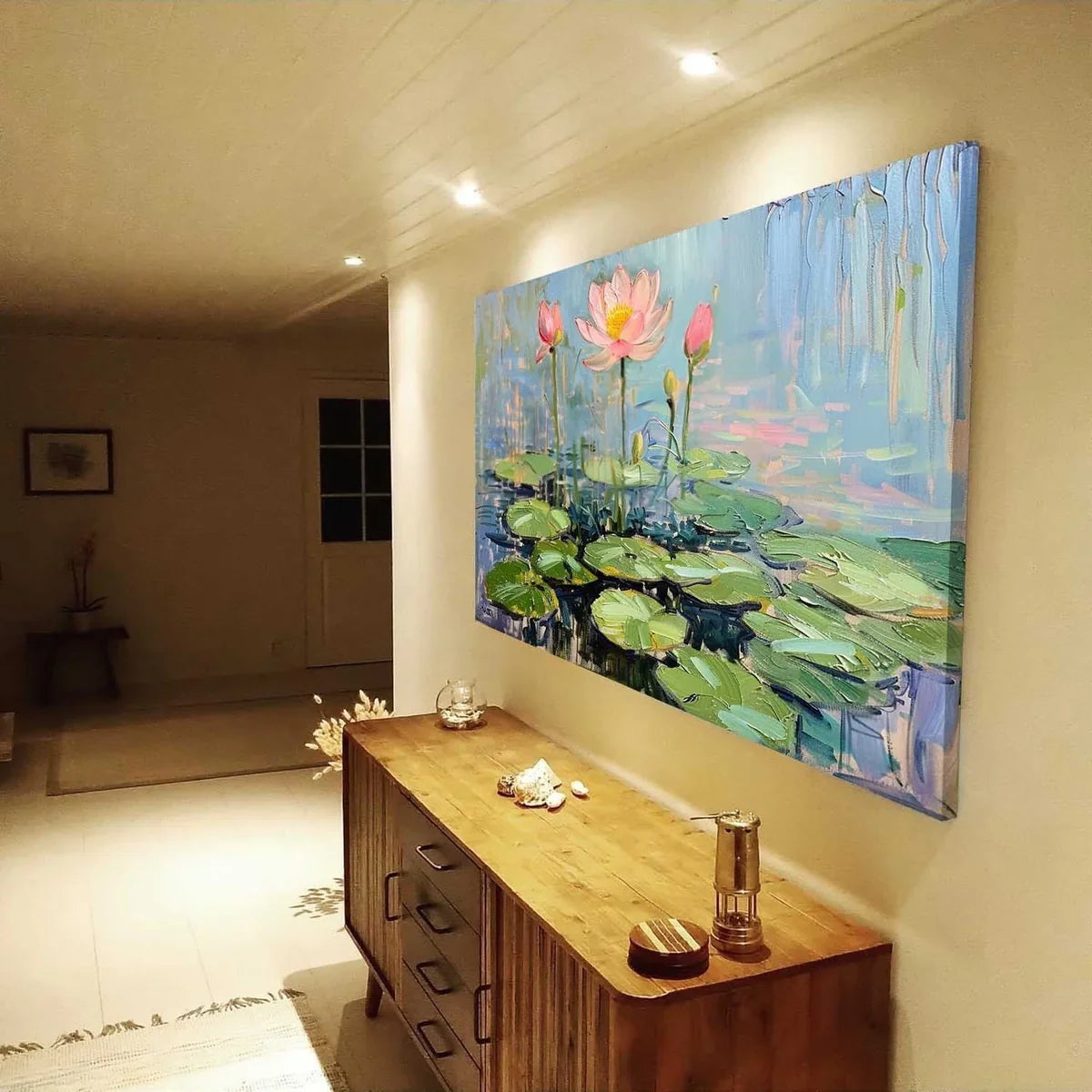 Wall Art Horizontal Blooming Lotus Pond