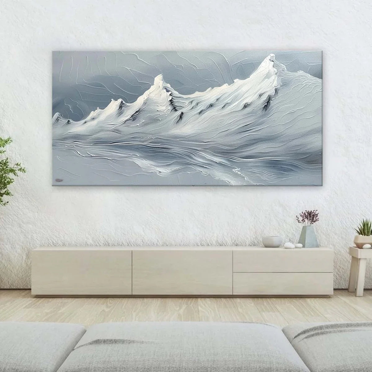 Wall Art Horizontal Impasto Snow Mountain