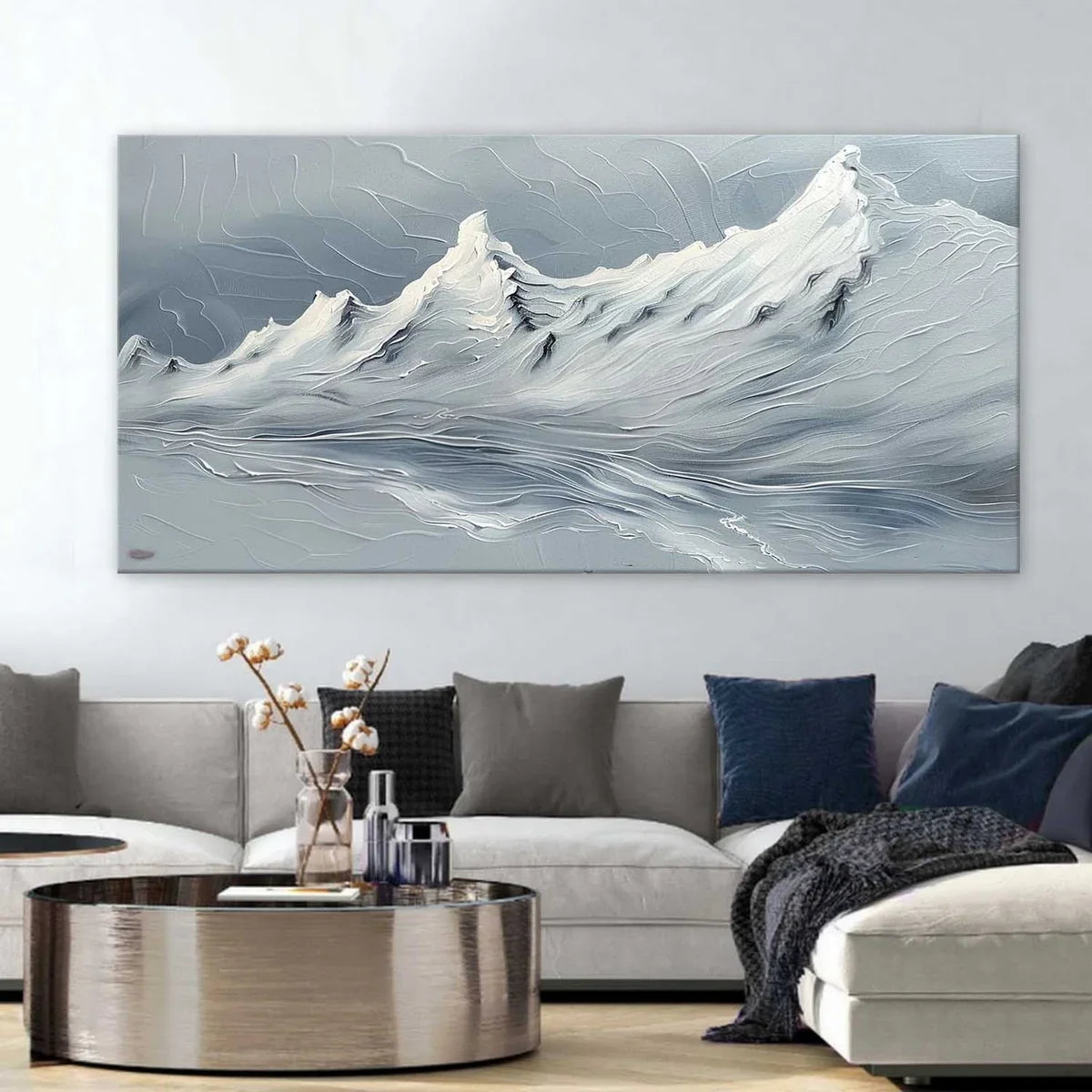 Wall Art Horizontal Impasto Snow Mountain