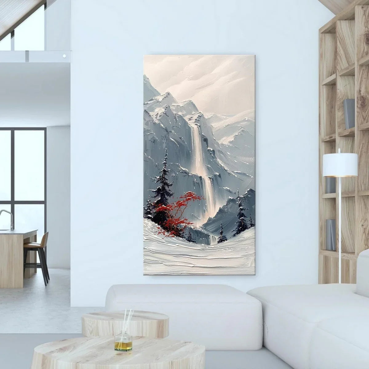 Wall Art Vertical Impasto Snow Mountain