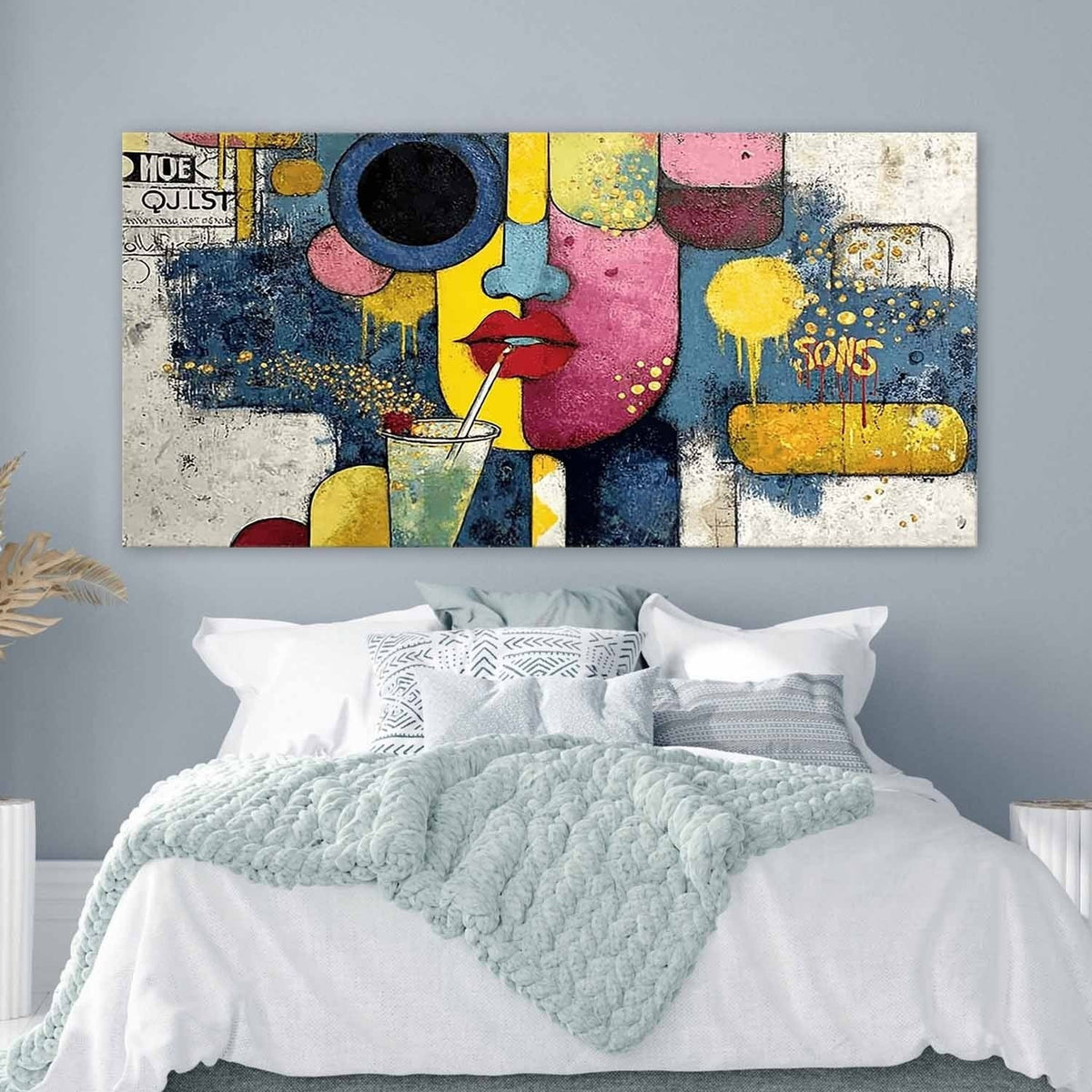 Pop Art Abstract Face & Cocktail Painting