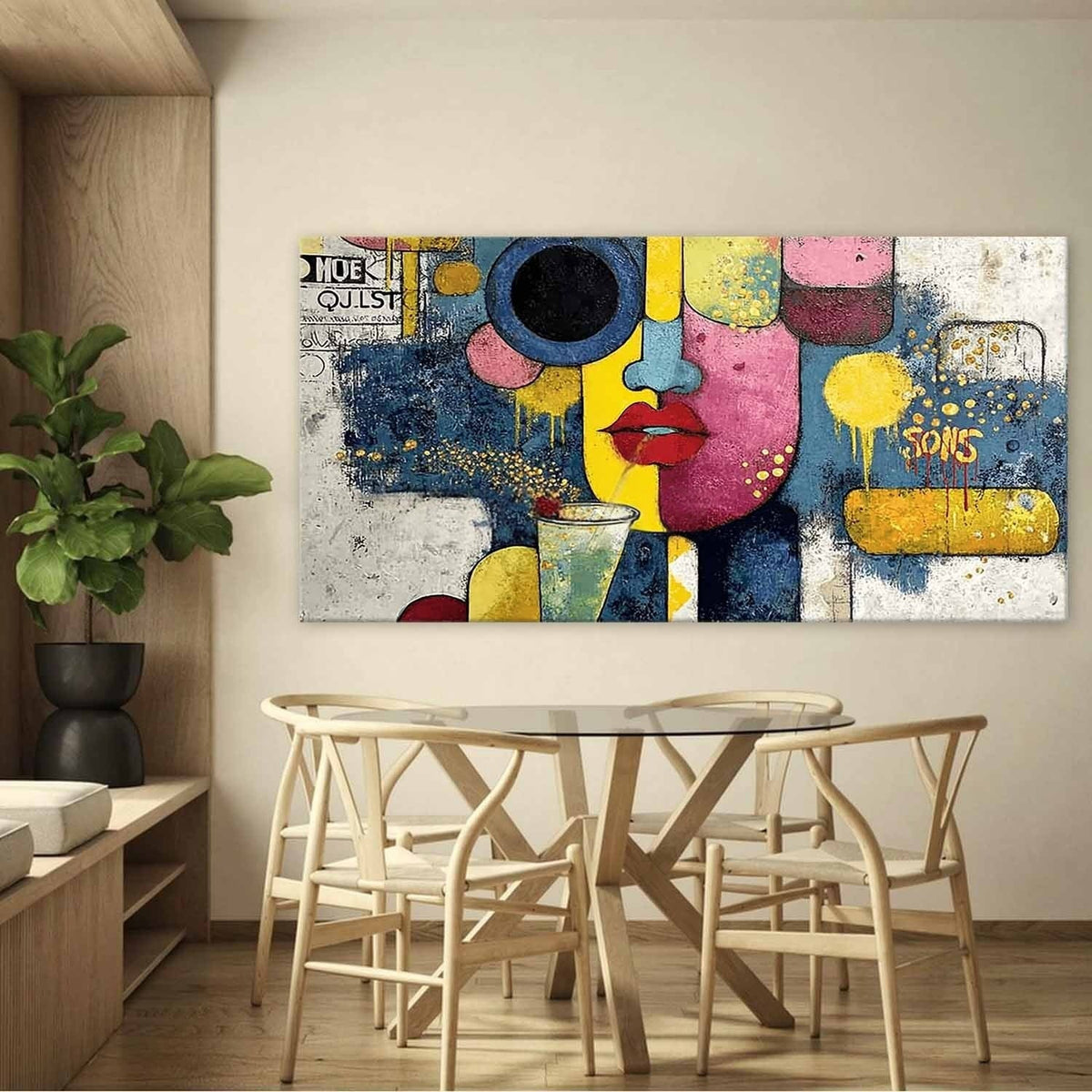 Pop Art Abstract Face & Cocktail Painting