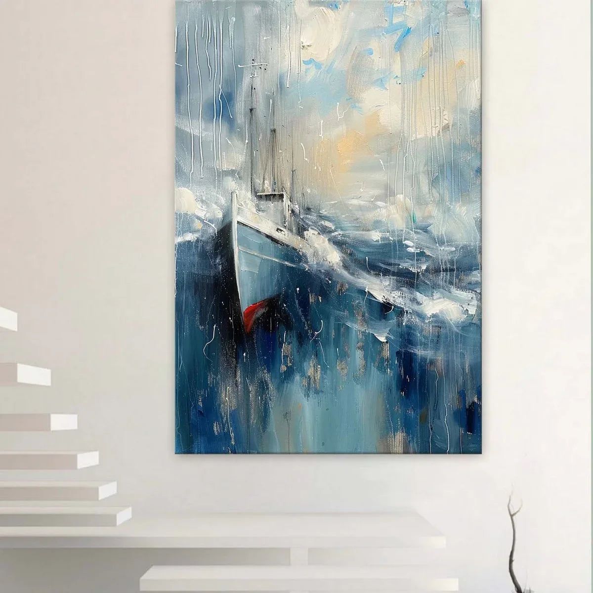 Wall Art Vertical Abstract Sailing Boat