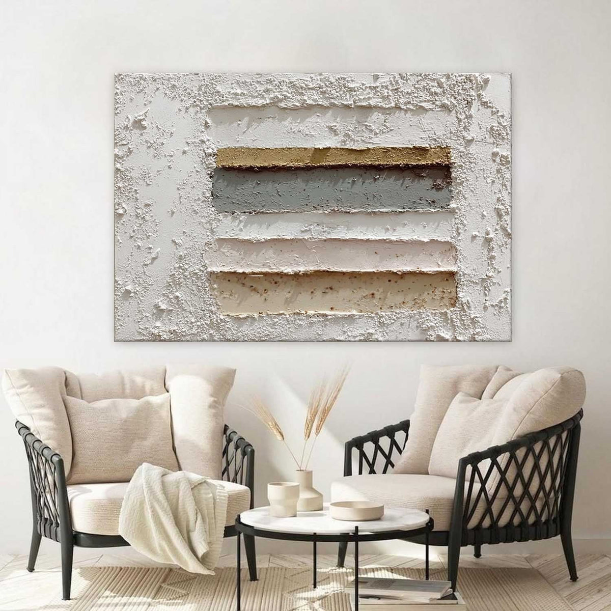 Wabi-Sabi Layered Horizontal Painting