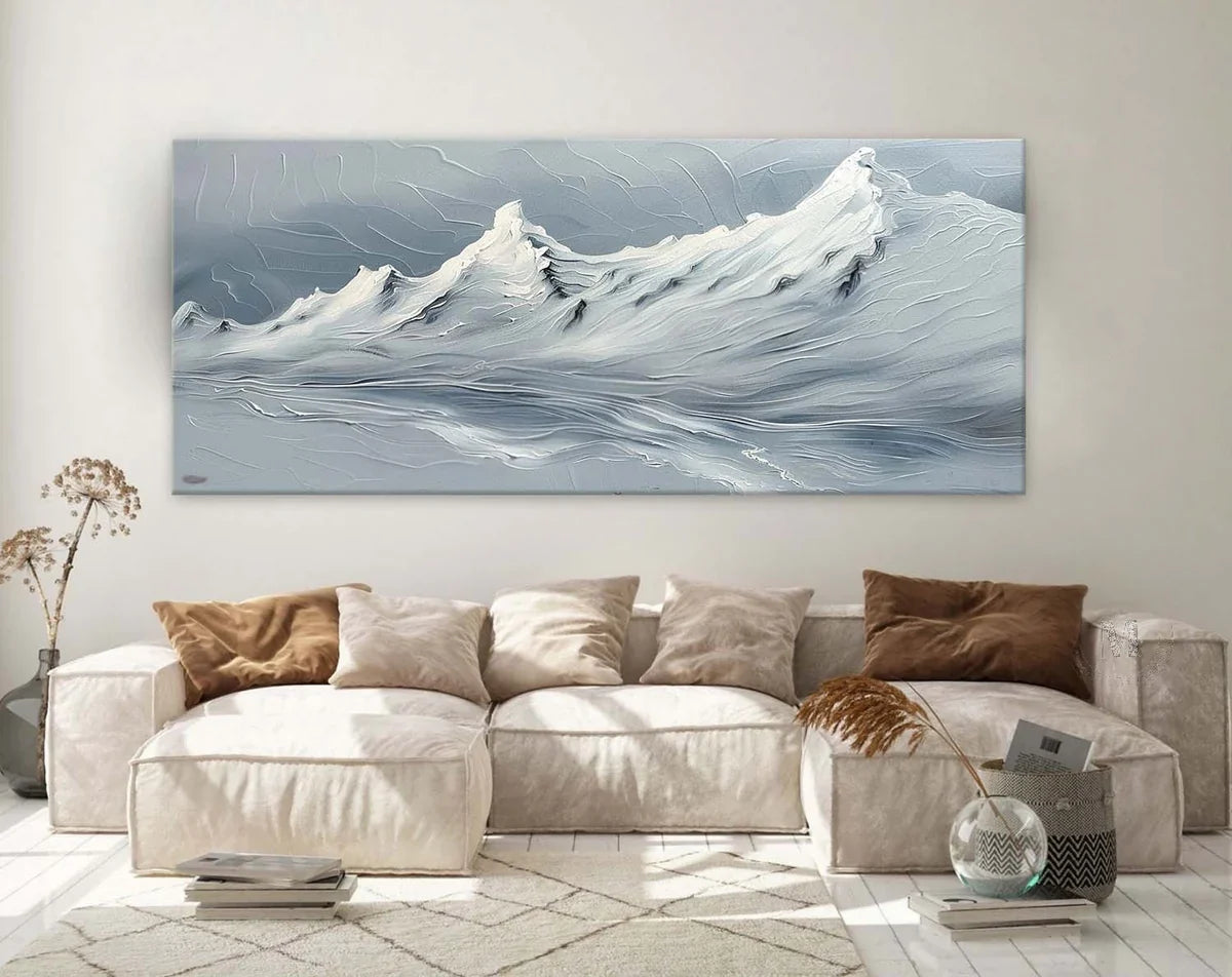 Wall Art Horizontal Impasto Snow Mountain