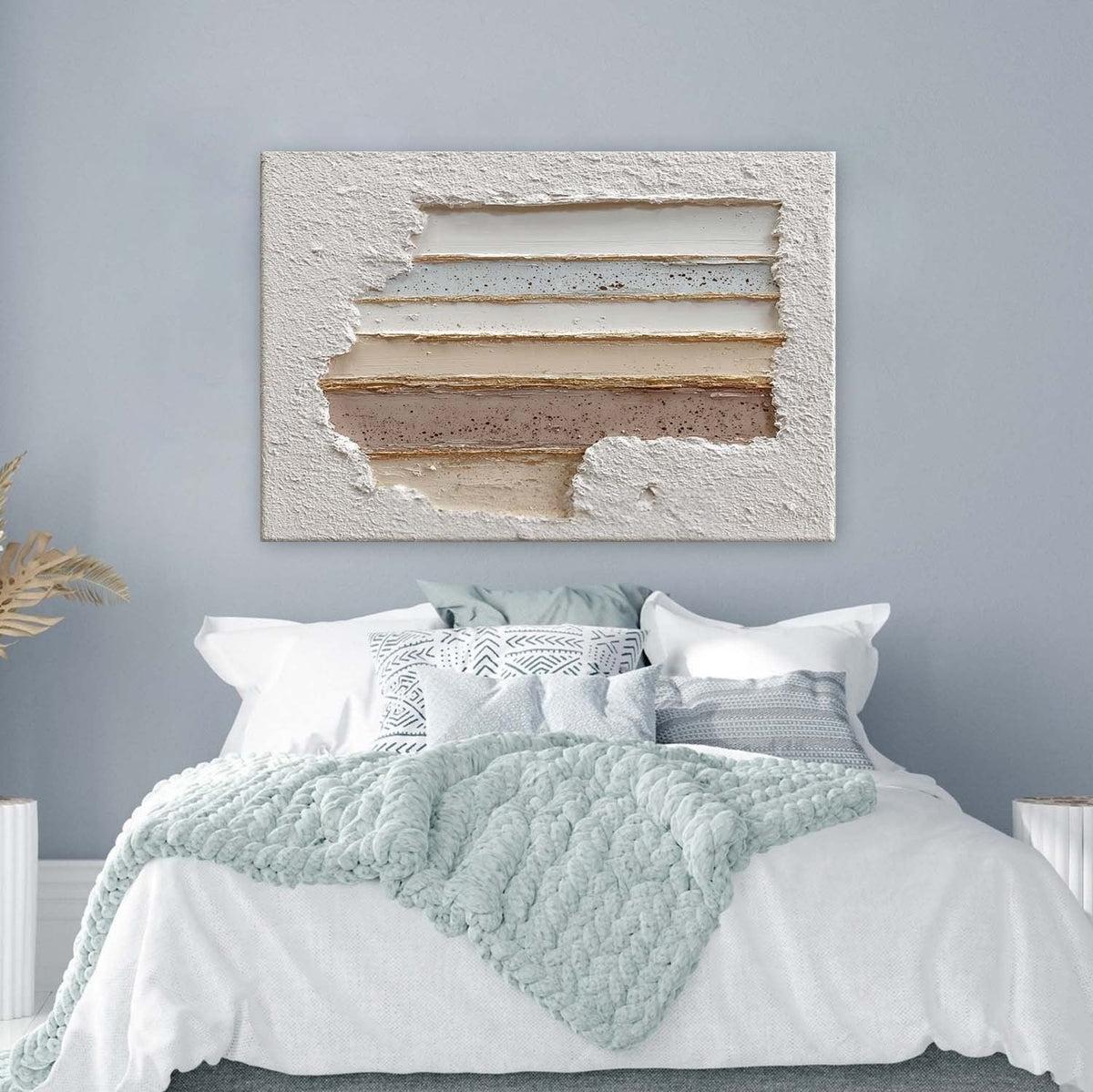 Wall Art Panoramic Textured Abstract Layered Scene Soft Neutral